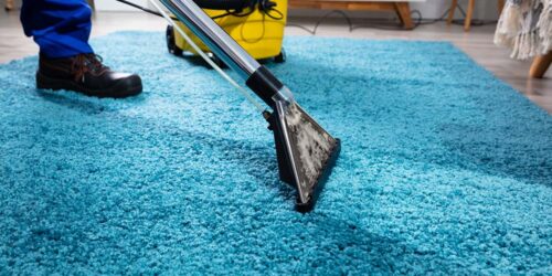 Close-up Of A Person Cleaning Carpet With Vacuum Cleaner